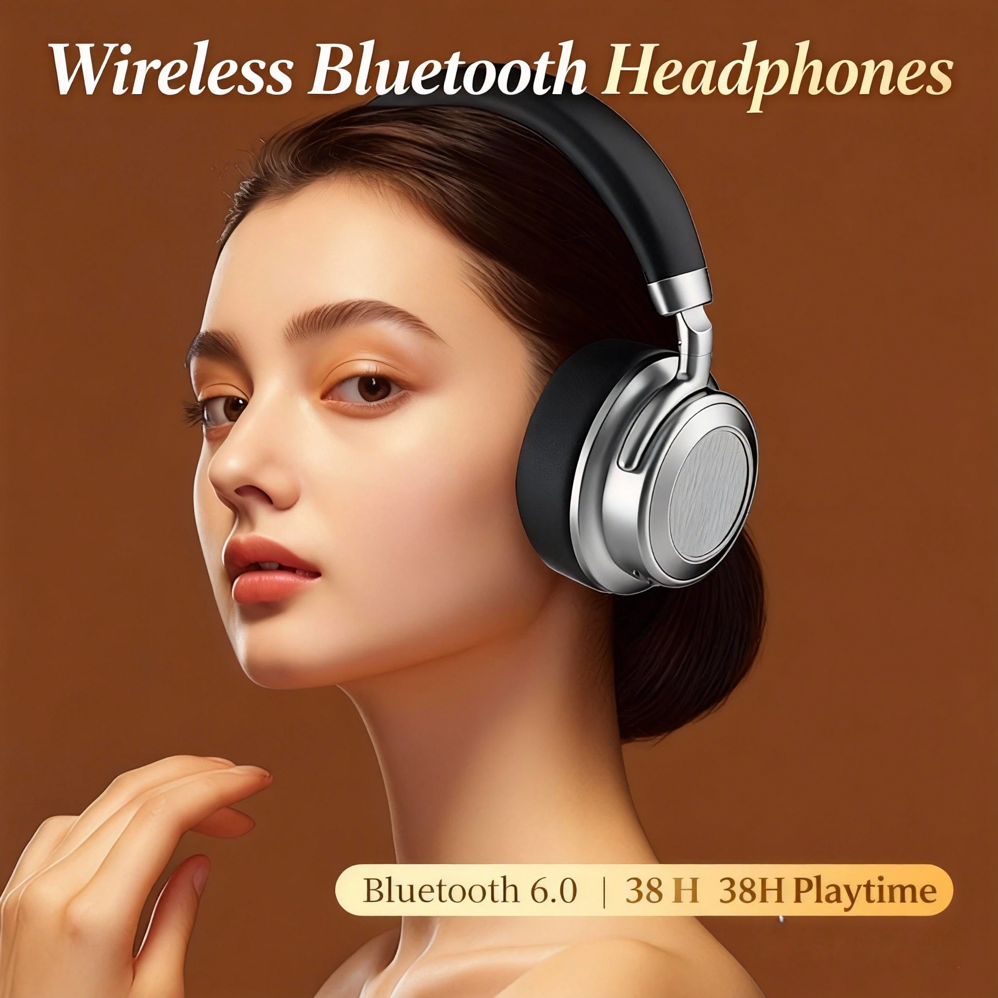 

Noise Cancelling Wireless Headphones Bluetooth 5.4 HiFi Sound Retro AI Translator On Ear Headset for Gym Running Cycling