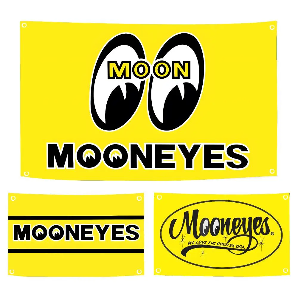 Fashion Logo M-Mooneyes Flags Horizontal High Density Knitted Fabric European Simple For Durable Outdoor Indoor Use