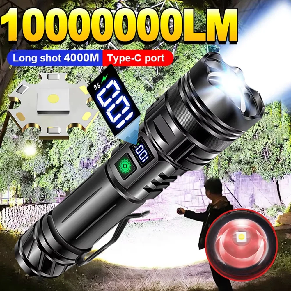 

NEW 1000000LM High Power Led Flashlights Powerful Battery 15000mah Tactical Flashlight Emergency Spotlight Most Powerful Lantern