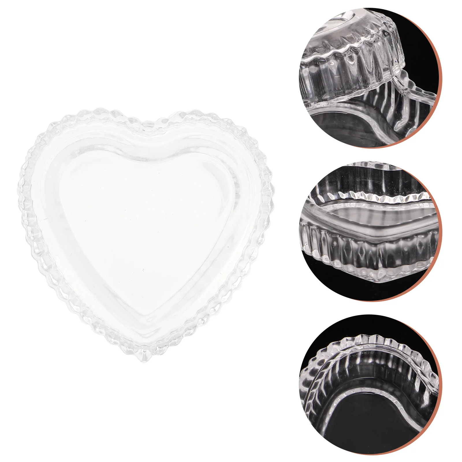 Storage Boxes Valentine's Jewel Case Heart Shaped Jewelry Holder Glass Container Transparent Clear