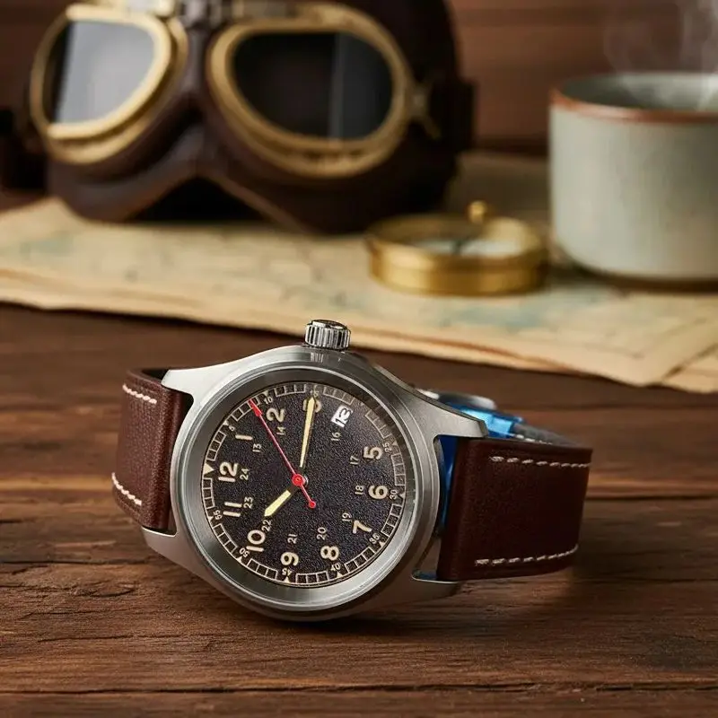 

Мужские автоматические часы Tandorio Dive Pilot Aviator с механизмом NH35A, датой 3.8, водонепроницаемостью 20BAR, люминесцентным циферблатом, сапфировым стеклом, 36 мм