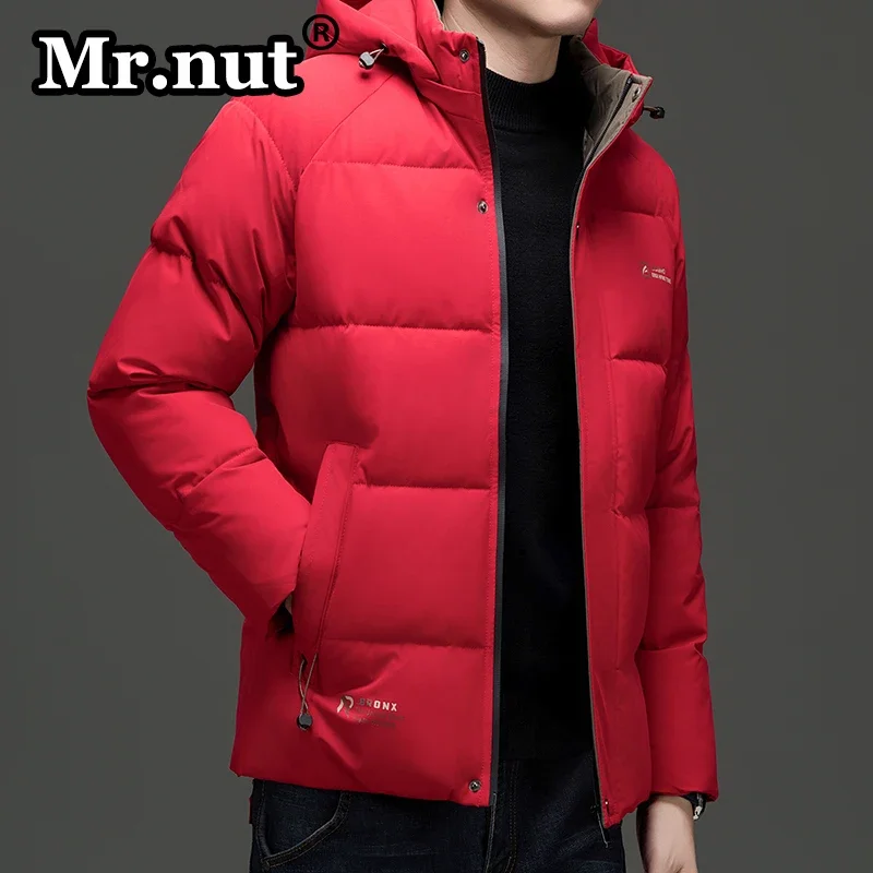 Nut inverno casaco acolchoado de algodão masculino windbreak espessamento jaquetas com capuz casaco esportivo térmico cor sólida manter jaqueta quente