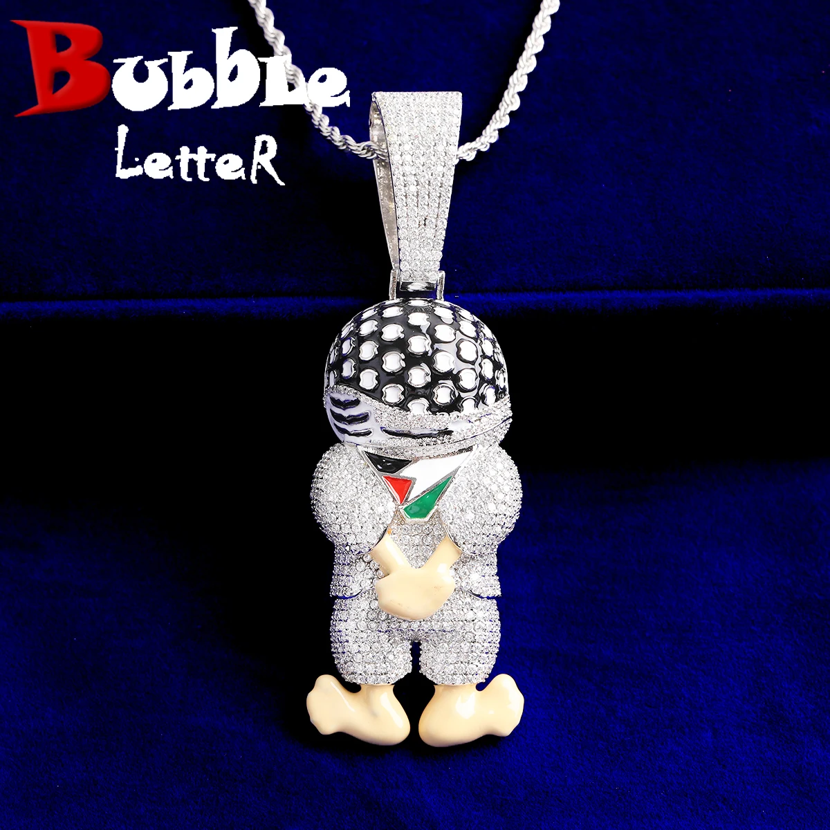 Bubble Letter Iced Out Adam Killa Freedom Necklace Pendant for Men Real Gold Plated 5A Cubic Zirconia Hip Hop Jewelry