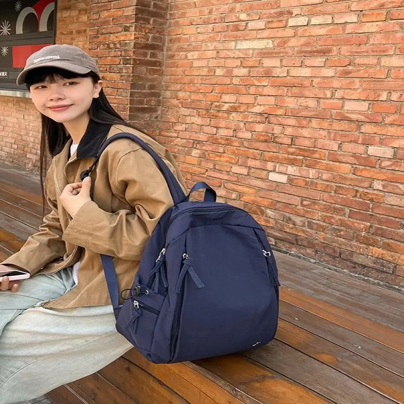 Student Fashion Minimalist Casual Multi-Functional Large Capacity Backpack Exercise Waterproof Girl Trend Nylon Storage Bag