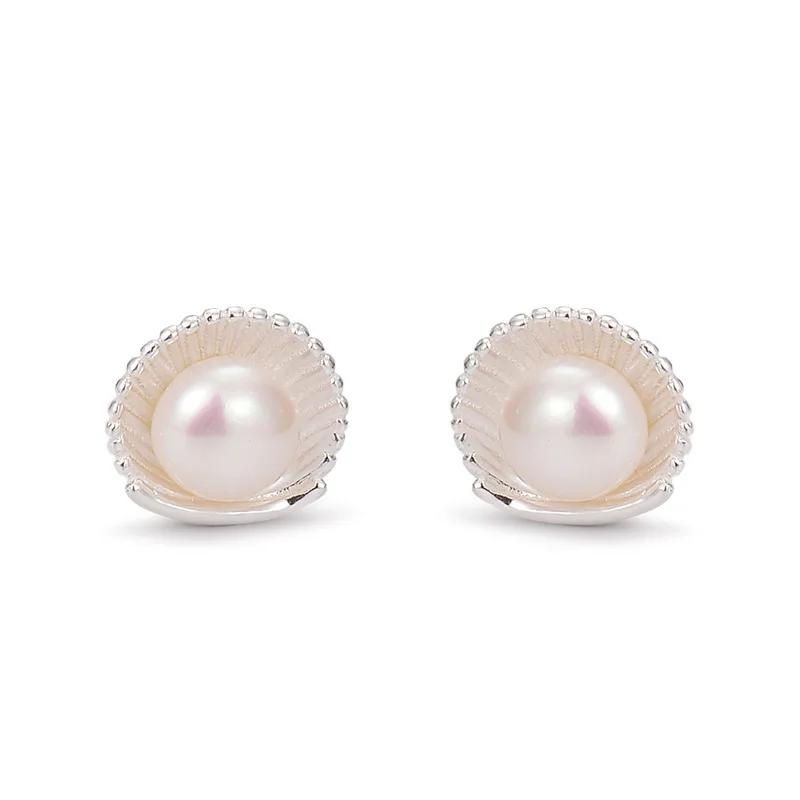 BF CLUB 925 فضة أقراط للنساء العصرية اللؤلؤ شل القرط مجوهرات منع الحساسية اكسسوارات الحفلات هدية #5