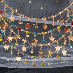 1Meter Colorful Crystal Beads Pendants Chains Metal Butterfly Charms Copper Chains Women Jewelry Making DIY Necklaces Bracelets