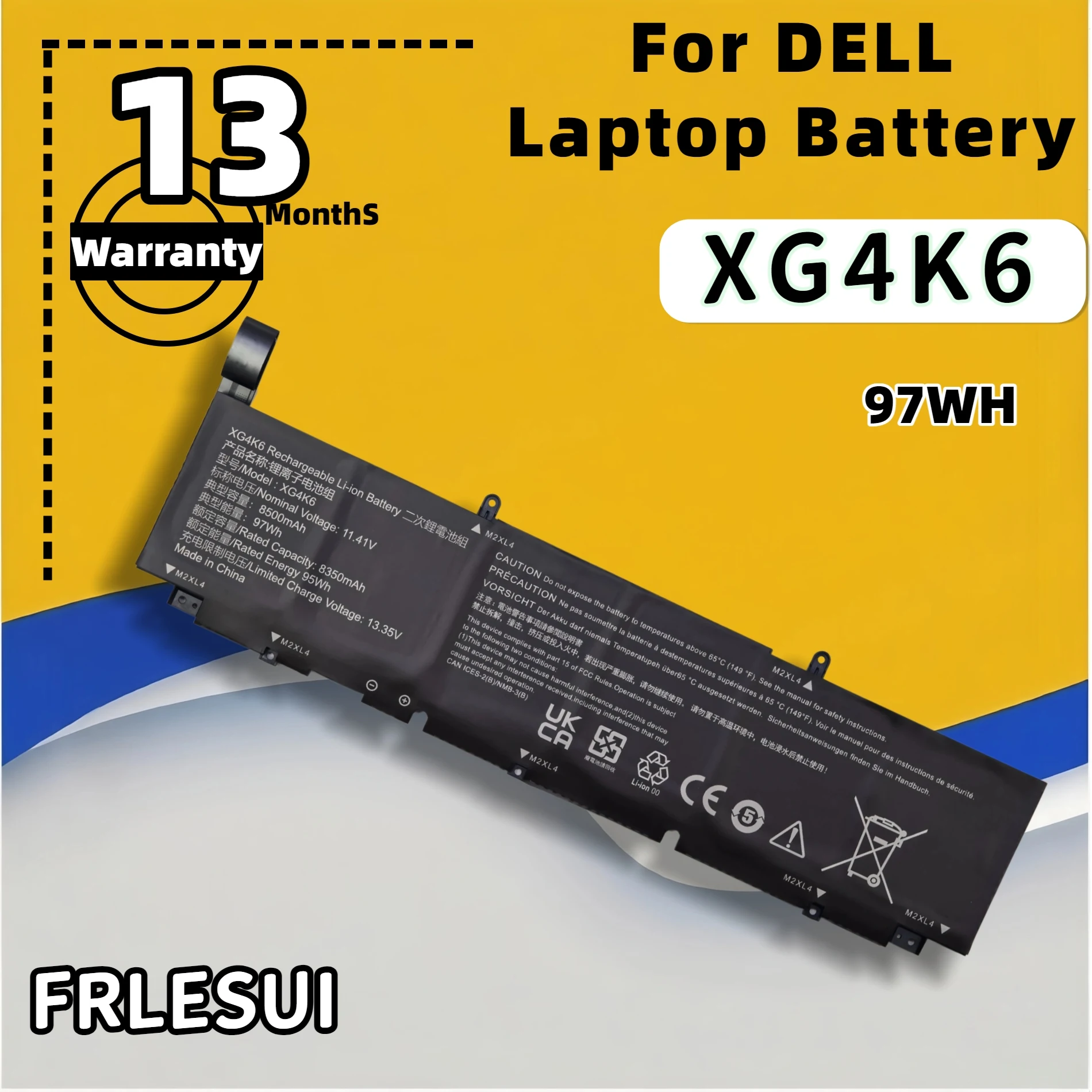 FRLESUI XG4K6 Laptop Battery For Dell XPS 17 9700 9710 Precision 5750 Series Notebook 3324J 5XJ6R 01RR3 F8CPG
