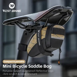 WEST BIKING-Mini bolsa para SILLÍN de bicicleta, bolsa trasera de almacenamiento impermeable, Kit de accesorios, herramienta reflectante, bolsa para bicicleta de montaña y carretera