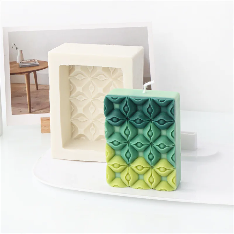 Square Flower Handmade Soap Silicone Mold Clover Flip Candle Resin Plaster Mould Chocolate Ice Making Set Party Home Decor Gifts