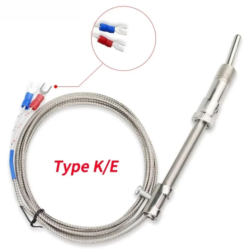 M12 Type K/E Compression Spring Shielded Wire Thermocouple Temperature Sensor For Temperature Controller Cable 1m/2m/3m/4m/5m