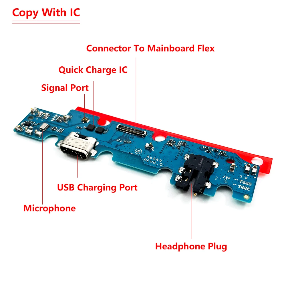 Conector de base de carga USB para Samsung Tab A7 Lite T220 T225, placa de puerto, Cable flexible