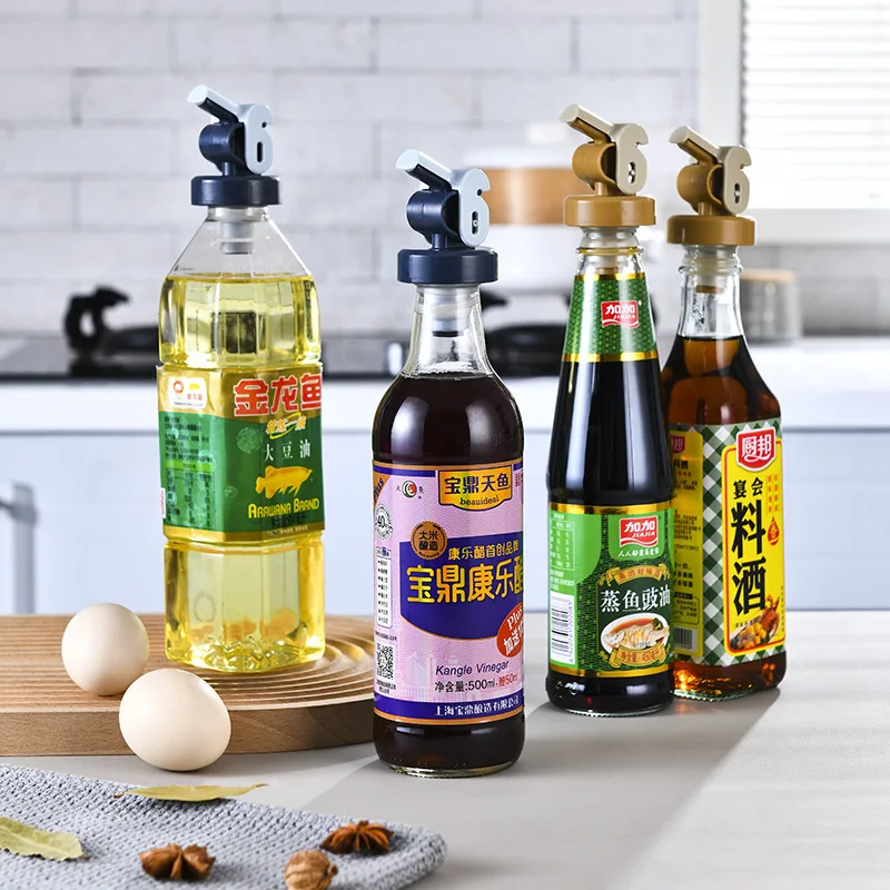 Oil Spout Kitchen Tool Oil Bottle Pourer Leak-proof Olive Oil Dispenser Vinegar Bottle Stopper Gravity Opener Dust Covers