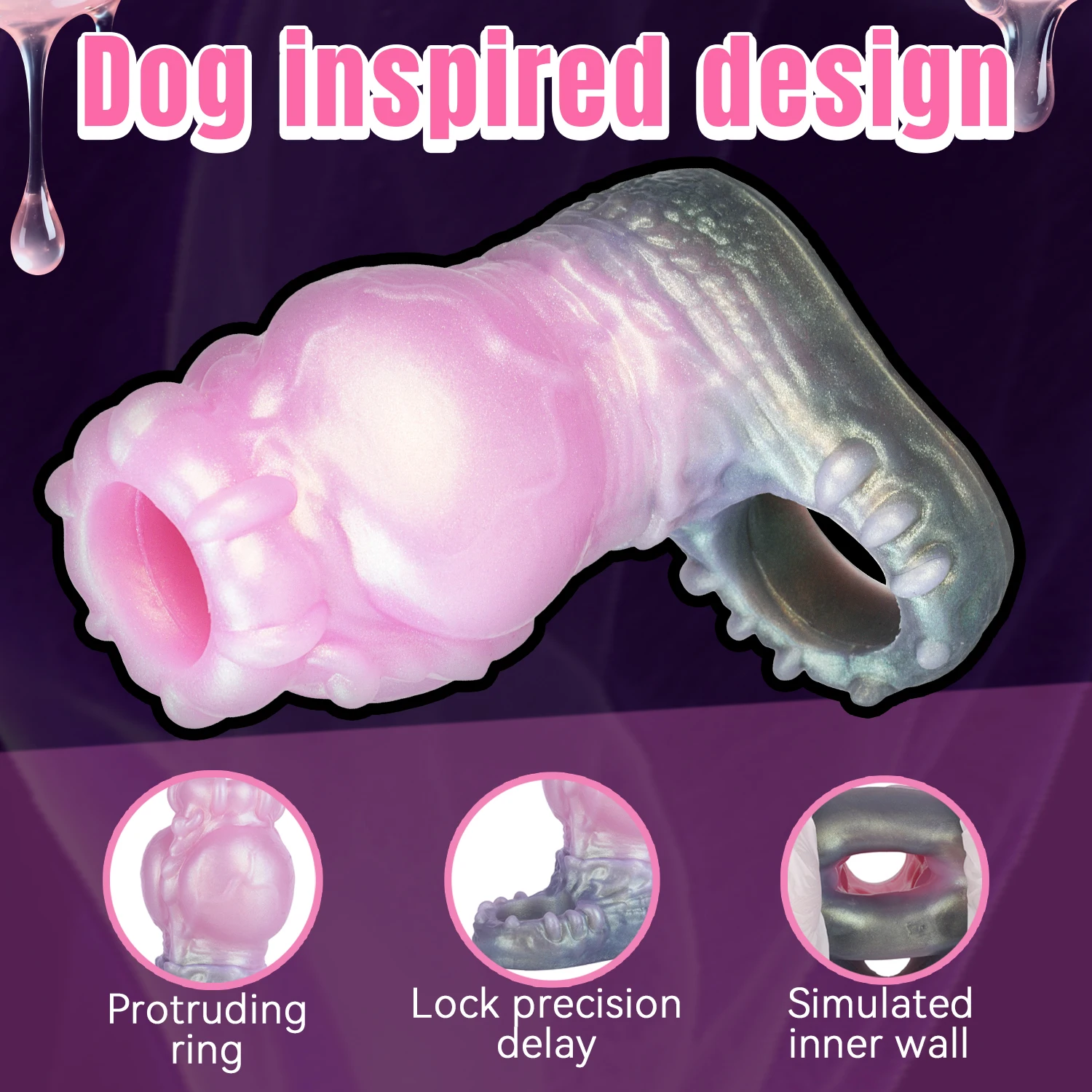 YOCY 3 أحجام سيليكون القضيب كم مع كبير الكلب عقدة دسار غطاء سيليكون الجنس لعب للرجال الديك توسيع تأخير القذف #4