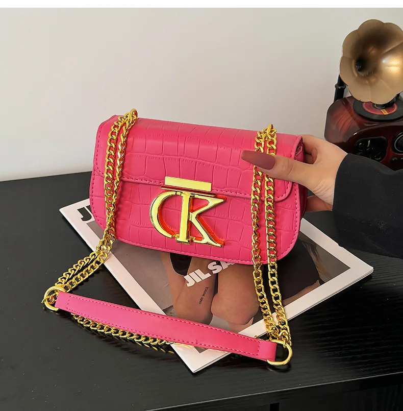 2025 جديد حجر طباعة حقيبة مربعة Crossbody/الكتف متعدد الاتجاهات محفظة سلسلة حزام السرج حقيبة أنيق الإكسسوار اليومي للنساء