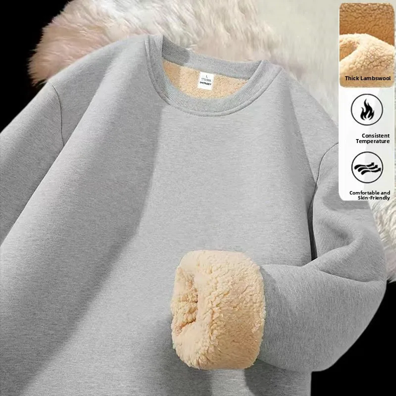 

Новая осенне-зимняя мужская толстовка больших размеров с флисовой подкладкой, теплая, с круглым вырезом, повседневная верхняя одежда, модная, из полиэстера, с длинными рукавами