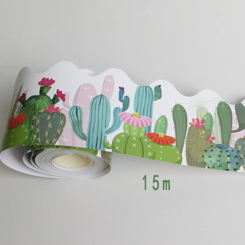 Blackboard Border Eucalyptus Die-Cut Bulletin Board Border Trim cactus 15m Leaves Border Trim Classroom Decorations