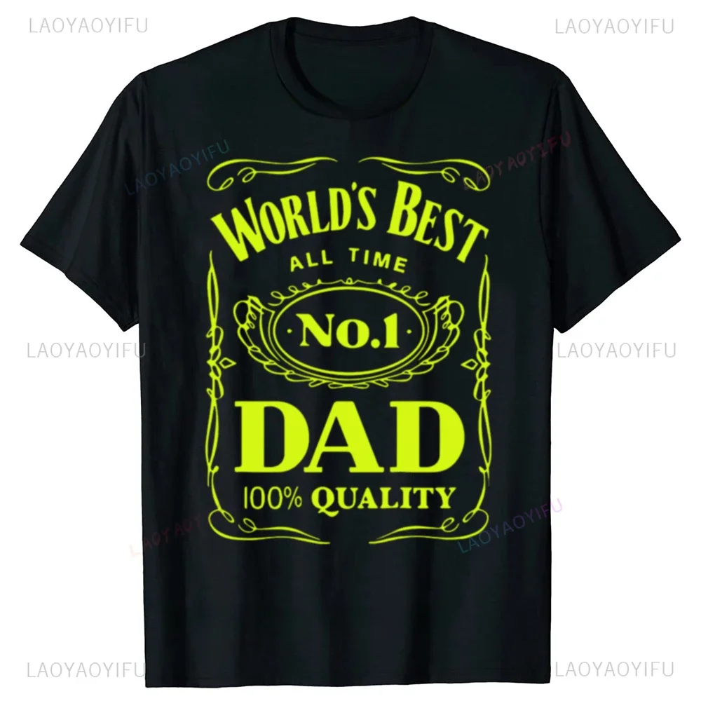 Worlds Best All Time No1 Dad Cotton T-Shirt Funny Fathers Day GiftsBest Dad in The Galaxy Tshirt Summer Style Husband T Shirt