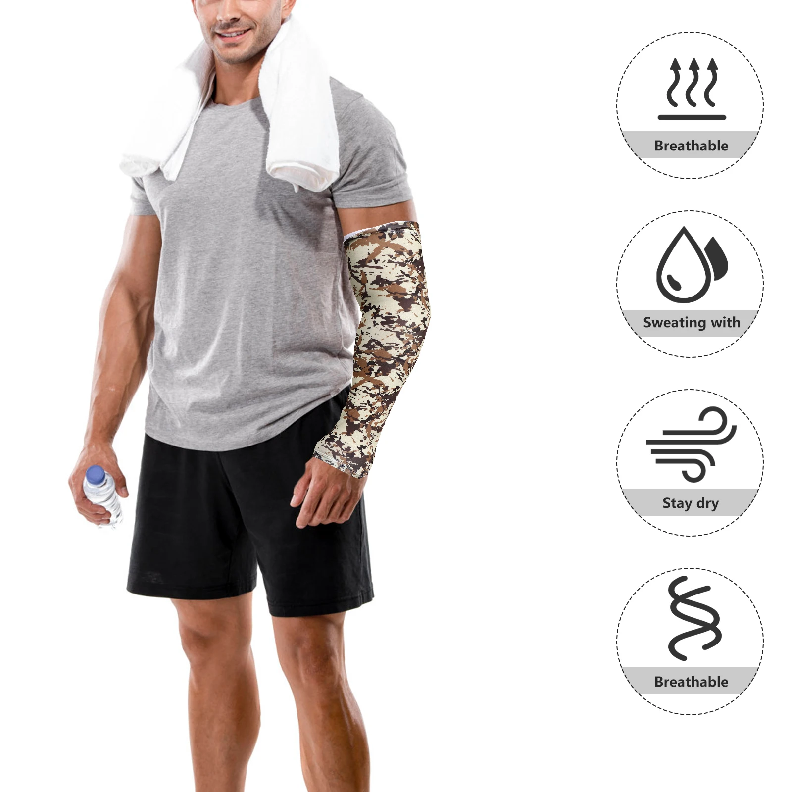 

1pcs 1 Pair Camouflage Sun Protection Arm Sleeves Cooling Sleeve For Women Outdoor Sports Travel Lengthened Armguards