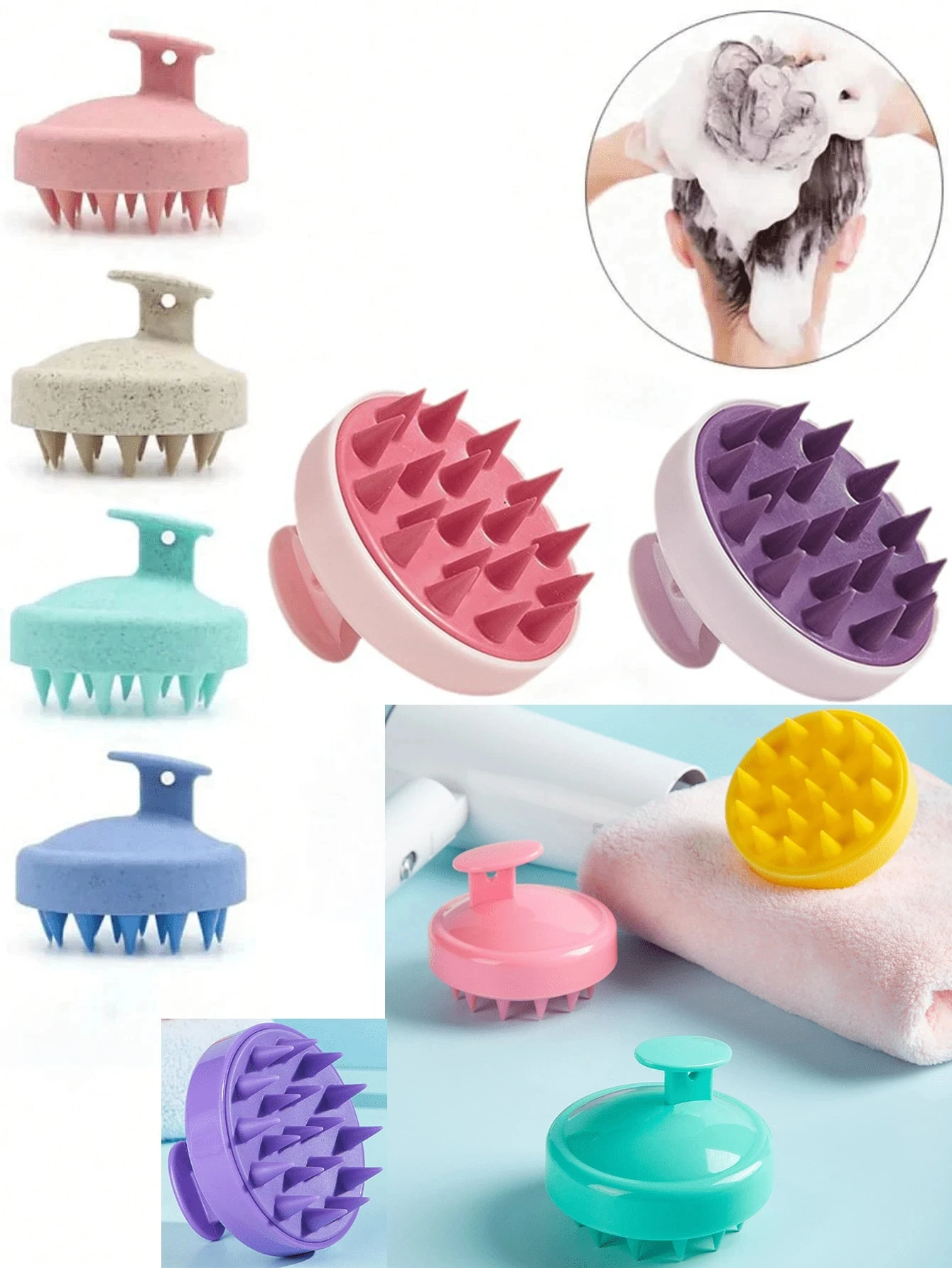 1 shampoo sólido e escova de massagem, massageador de couro cabeludo macio, adequado para caspa, cabelos grossos, molhados e secos, escova esfoliante de couro cabeludo, escova/pente de shampoo de massagem, escova de cabelo, pente, escova de shampoo
