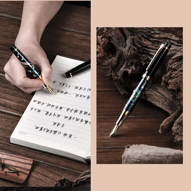 New HongDian Hand-Drawing Fountain Pen Blue Magpie Nib Fountain-Pens Gift Office Business Writing Stationery Supply