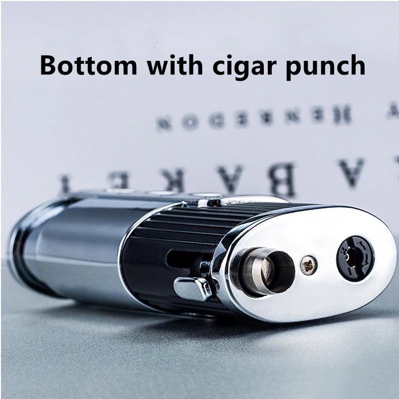 JOBON Metal Windproof Lighter Triple Torch  Jet Turbo Blue Flame Butane Gas Lighter Powerful Cigar Pipe Men\'s Cigarette Lighter