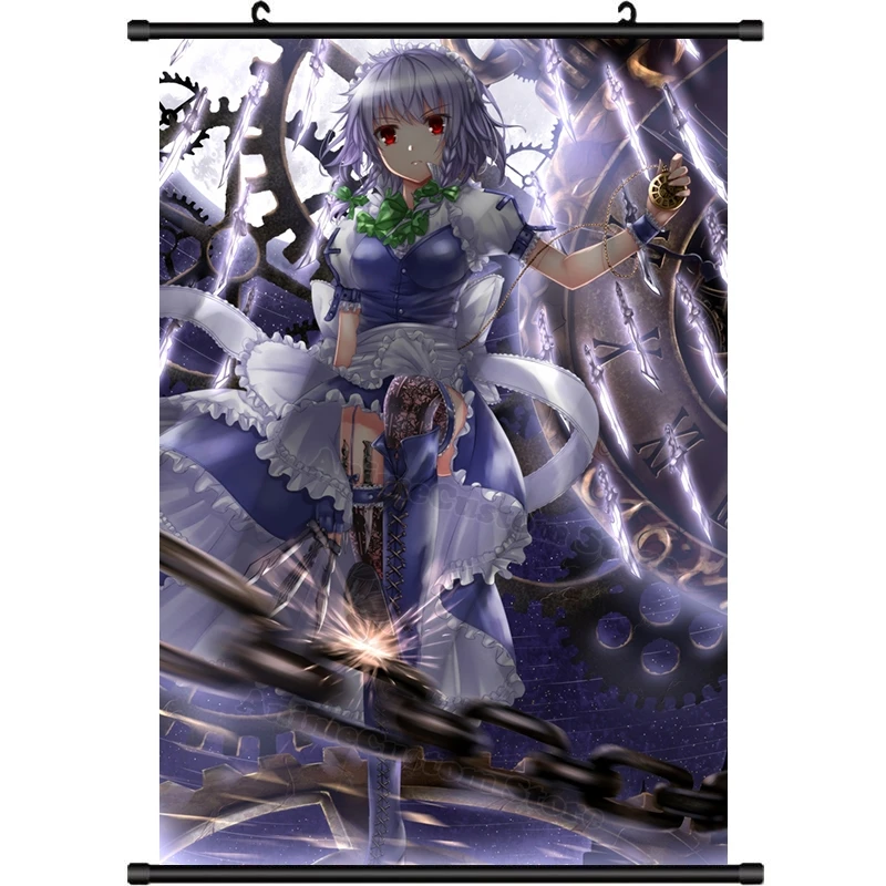 อะนิเมะ Izayoi Sakuya Touhou โครงการน่ารักสาว Wall Scroll Roll ภาพวาดโปสเตอร์แขวนภาพโปสเตอร์คอลเลกชันคอสเพลย์ของขวัญ