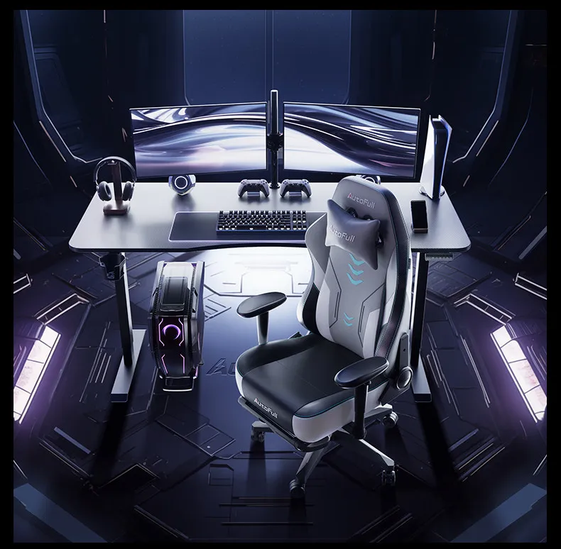 Solid Wood Smart Height Adjustable Gaming Desk and Chair Combo Set, Household Computer Table Suite