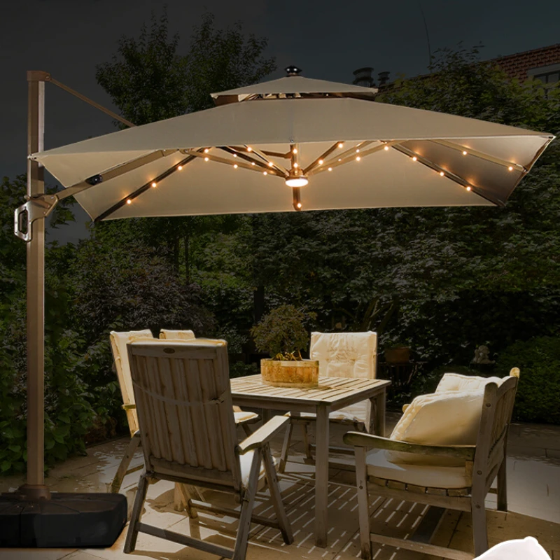 Outdoor Parasol Garden Solar Light Parasol Outdoor Villa Garden Outdoor Roman Umbrella