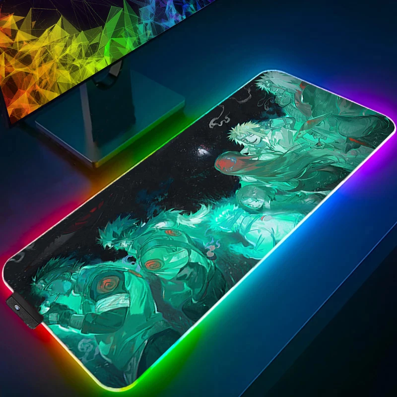 

RGB Large E-sports Mouse Pad N-narutoS M-minato N-namikaze Smooth Flexible Rubber Gamer Computer Keyboard Backlight LED Mosuepad