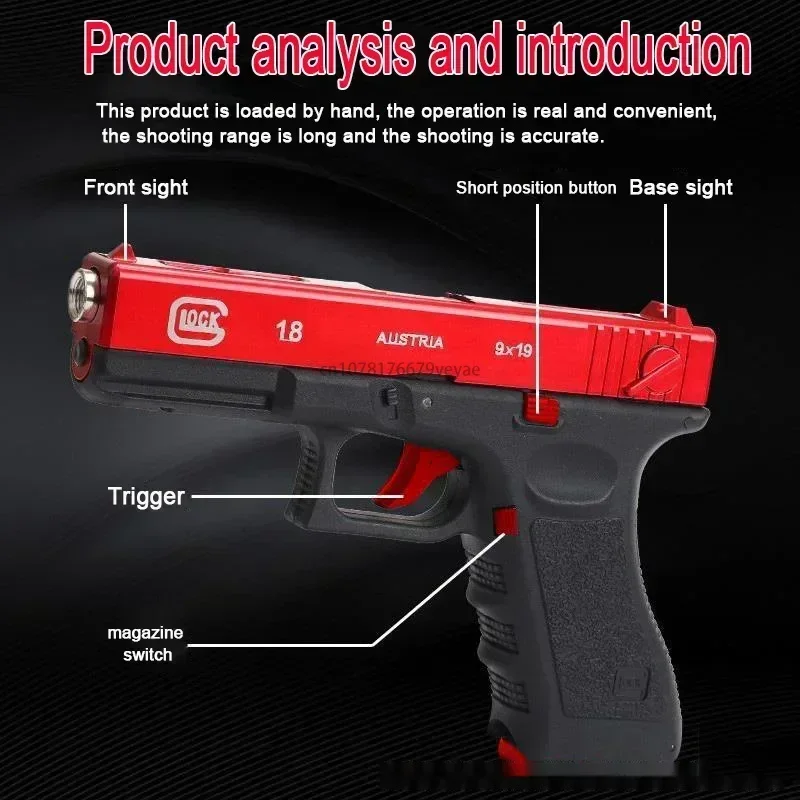 The G18 Alloy Toy Fires Plastic Bullets with Great Power and A Long Range It Is The Best Toy Gun Gift for Children’s Birthdays