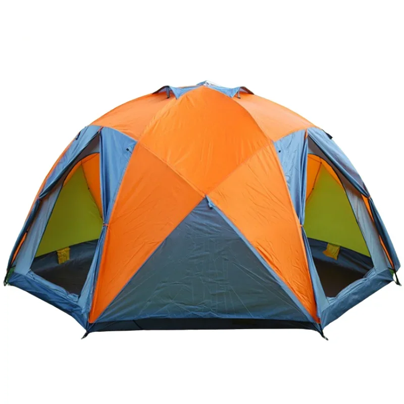

Outdoors Large 8-person Double Decker 3-door 6-corner Tent Manual Tent Rainproof and Windproof Ultraviolet-proof Camping Tent