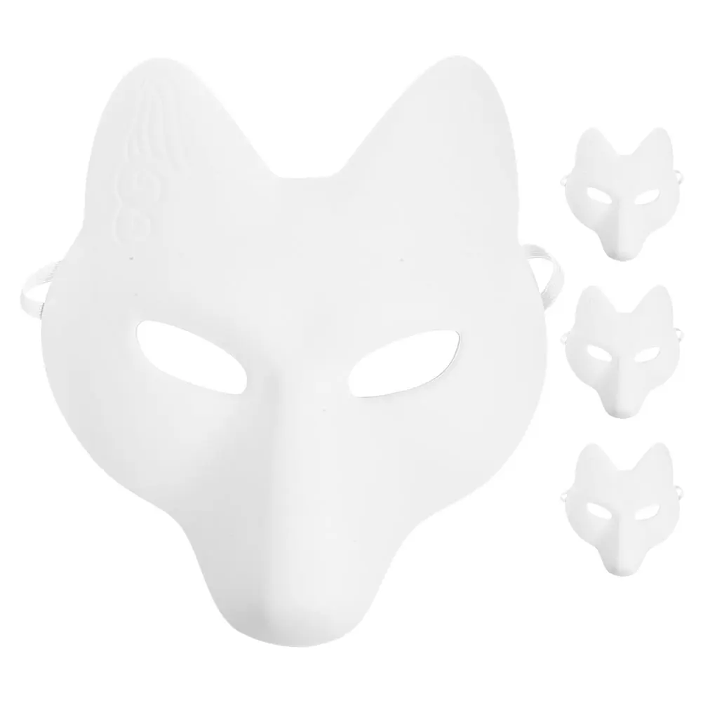 

4 Pcs Paint Fox Mask Animal Diy Unpainted Masquerade Bulk White Blank Masks to Decorate