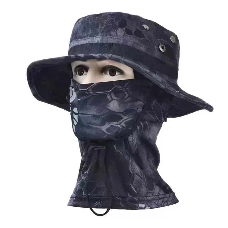 Balaclava Fishing Cap Full Face Mask Set Men Summer Snapback Sun Hat Outdoor Hunting Camouflage Balaclava Fishier Man Hat