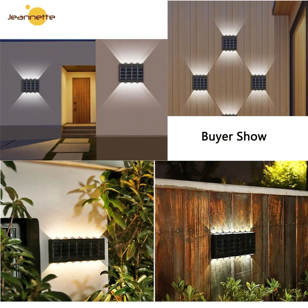 Zonne-wandlamp buiten 2 LED warm licht waterdicht op en neer lichtgevende verlichting voor hek balkon pad tuin tuindecoratie