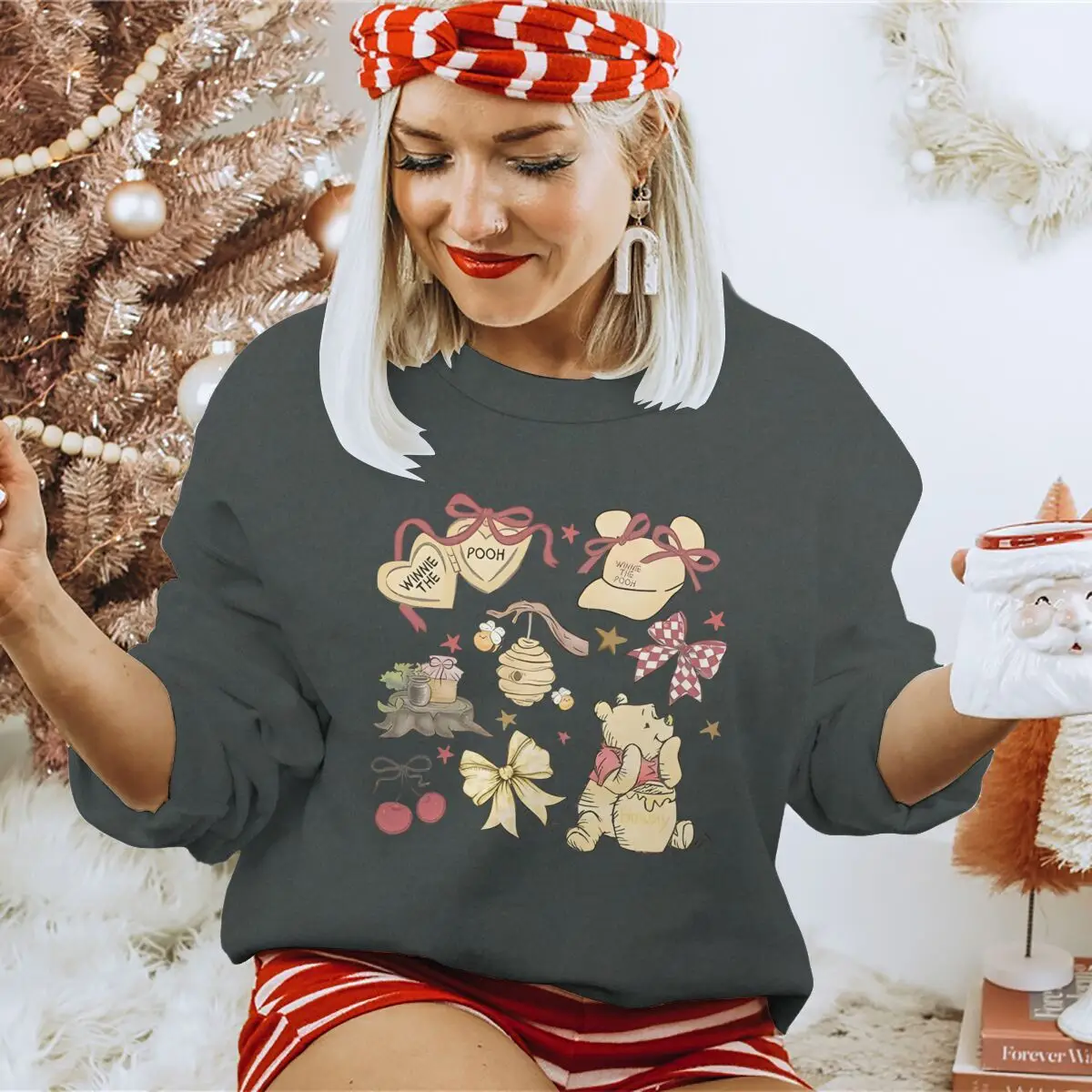 Dolce Winnie The Pooh Natale Ragazze Felpa Divertente Simpatico Anime Orso Y2K Sudaderas Donna Manica Lunga Natale Felpe Regali