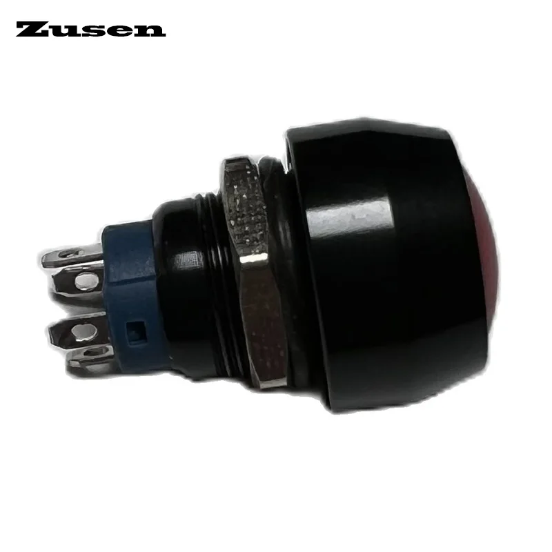 Zusen 12mm 1NO Black Alumina Oxidation Momentary/Latching Push Button Switch with Light IP65(ZS12B-10/E/J/A)