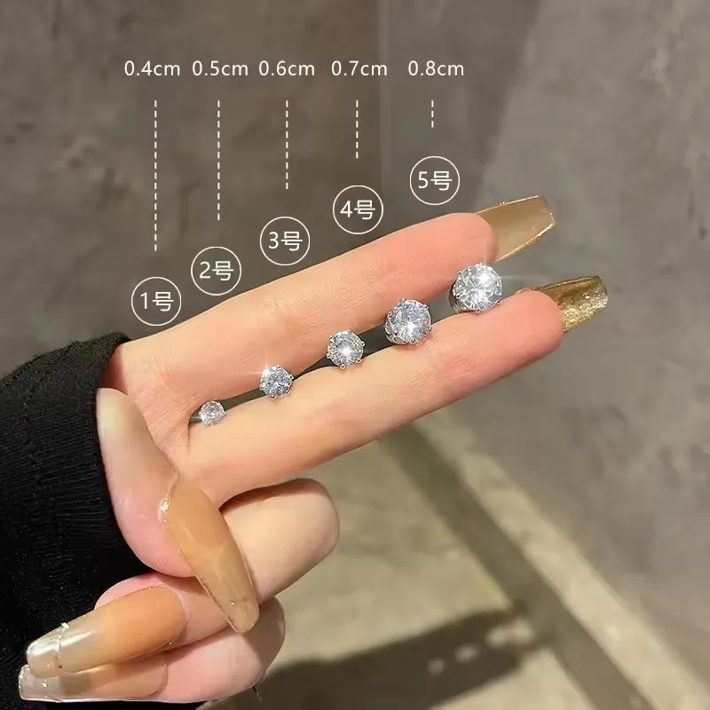 1Pcs Sliver Color Zircon Magnetic Ear Clip for Women Men Luxury Sparkling Crystal Without Piercing Ear Clip Ear Cuff Jewelry view 3