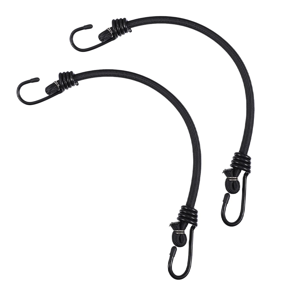 2 pçs corda elástica com gancho tenda tendas bungee cabos ganchos resistente corda de bagagem poliéster ao ar livre longo mosquetão pequeno