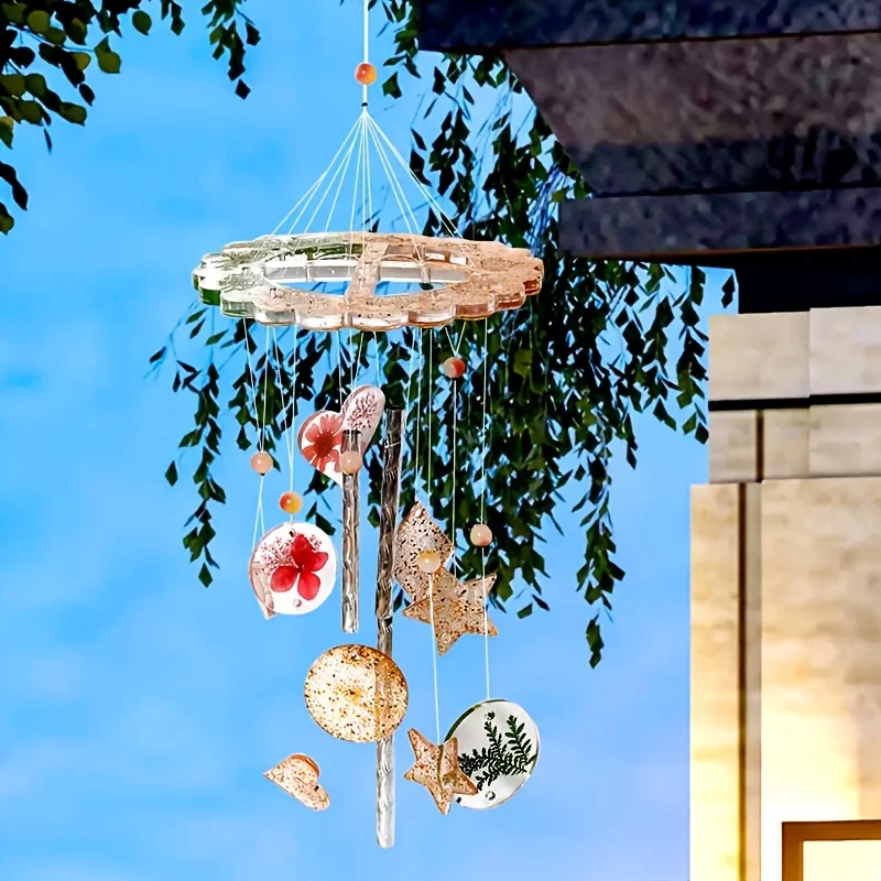 Silicone Mold Kit for Making Wind Chimes at Home - Craft Resin Pendants with Star And Diamond Designs - Comes with Colorful Beads And Threads, Perfect for Distinctive Home Decor, Imaginative Hanging Decorations, And Nature-Themed Designs