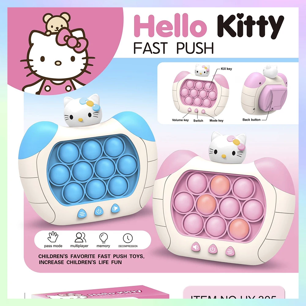 2024 Kuromi Hello Kitty Quick Push Game Console Kawaii Sanrioed Cinnamoroll New Korean Children's Puzzle Pocket Game Anime Toys