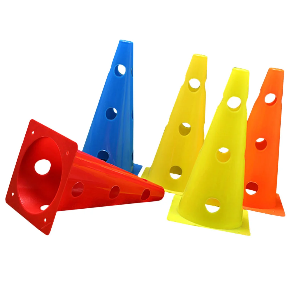 

5 Pcs Hollowed Soccer Cones Training Tool Football Logo Bucket Sports Windproof Goal Pe