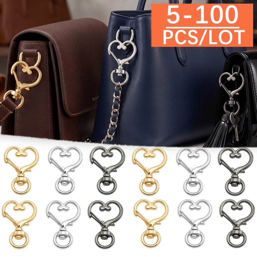 5/20/100 Pcs Heart Shaped Spring Keychains, For Handbags DIY Bags Keychains Card Holders and DIY Craft A Perfect Gift for Day