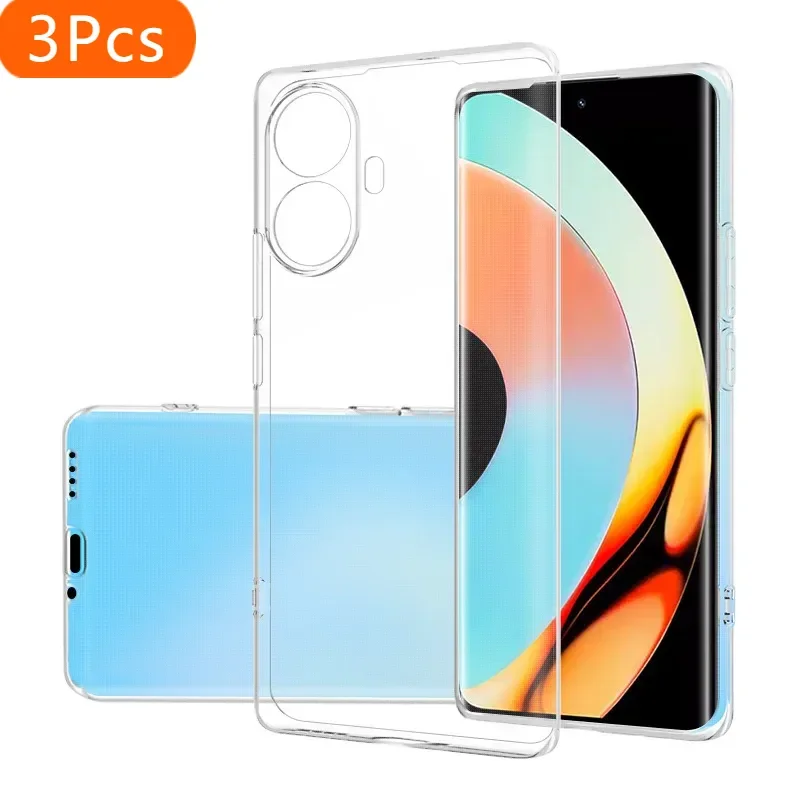 

3Pcs Simple Slim Soft TPU Clear Transparent Phone Case On For Realme 10 Pro Plus Realme10 Pro+ Plus 5G Cover Fundas