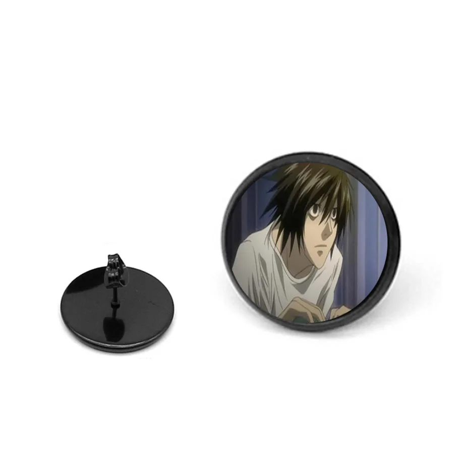 2 PCS Girls Cool Earring Anime Death Note Cartoon Ear Round Wo  Black Ear Studs Round Shaped Beautiful Clasp Stud Earring