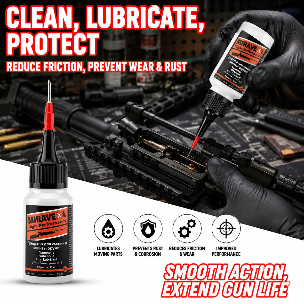 CLP Gun Cleaner Lubricant Protectant 30ml Precision Needle Oiler Steel Tip Firearm Rifle Maintenance Oil Rust Prevent Tool