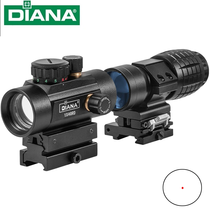 

DIANA 1X40 Green Red Dot Sight Tactical Optics Riflescope Fit 11/20mm Rail Rifle Sight for Hunting