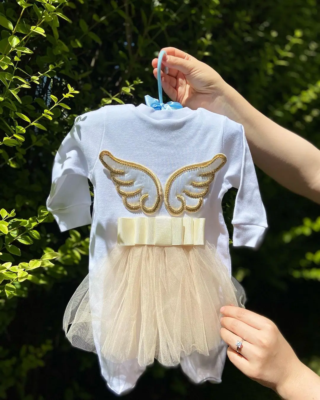 

Newborn Baby Crown Jewels Gift Set 3pcs Wings Outfits 0-3m Pajamas Hat Mittens Receiving Blanket Welcome Home Ceremonial dress