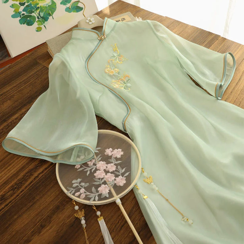 Grande taille femmes été Dr minceur viande couvrant Hanfu amélioré Sle a-ligne jupe Version coréenne coupe ample