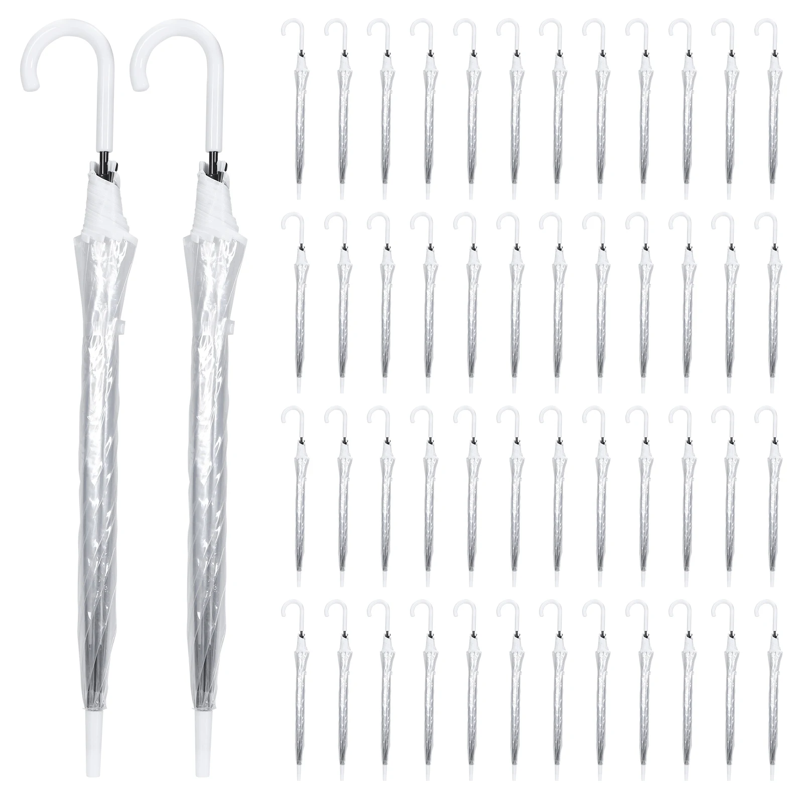 

50/32 Pack Stick Wedding Umbrellas Windproof Waterproof Clear Umbrellas Bulk Auto Open for Bride Groom Photography Golf Outdoor