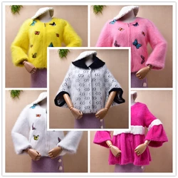 ladies women fashion butterfly mink cashmere knitted short style zipper loose cardigan angora fur winter jacket coat sweater top